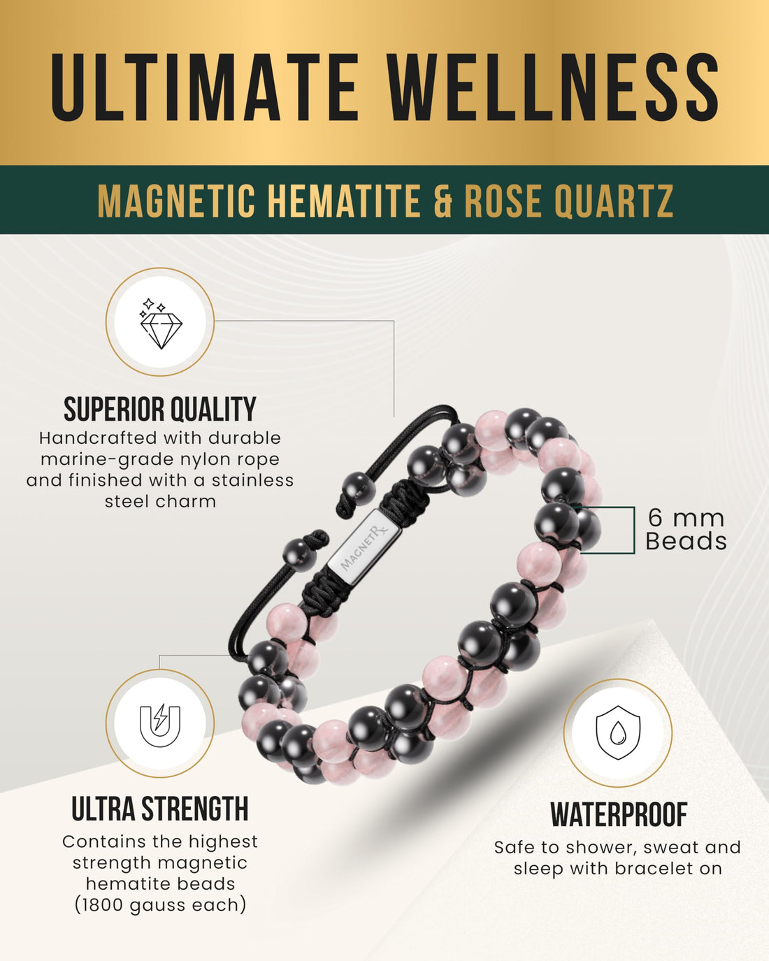 Copper Jewelry--MagnetRX® Magnetic Bracelets for Men & Women – MAX Strength Magnetic Hematite & Copper Bracelet with 8mm Solid Copper Beads (Double Copper), TCoU Recommendations from Amazon Products