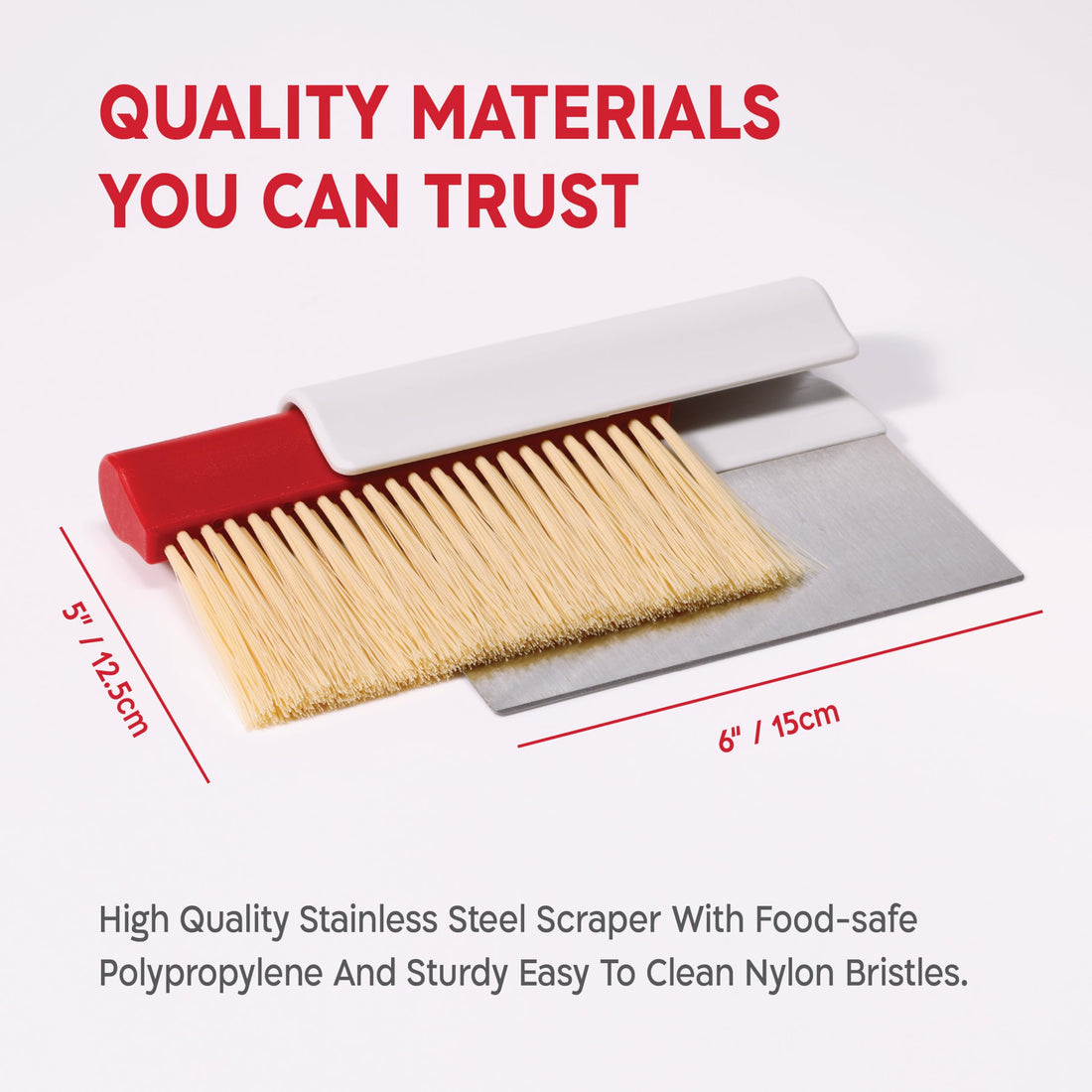 Dough Scraper & Baker’s Brush Set from KneadAce . Stainless Steel Bench Scraper & Flour Cleaning Brush. Kitchen Tool for Pastry, Sourdough and Baking Prep Bread Dough Cutter, Gift For Bakers (White/Red), TCoU Recommendations from Amazon Products
