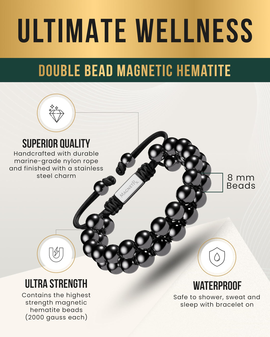 Copper Jewelry--MagnetRX® Magnetic Bracelets for Men & Women – MAX Strength Magnetic Hematite & Copper Bracelet with 8mm Solid Copper Beads (Double Copper), TCoU Recommendations from Amazon Products
