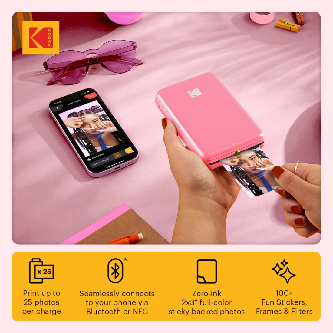 x-Amazon Best Finds - Gifts-electronics -- KODAK Step Instant Photo Printer, Zink 2x3” Color Sticky-Back Photos, Bluetooth Compatible with iOS & Android Devices, Editing App, Blue