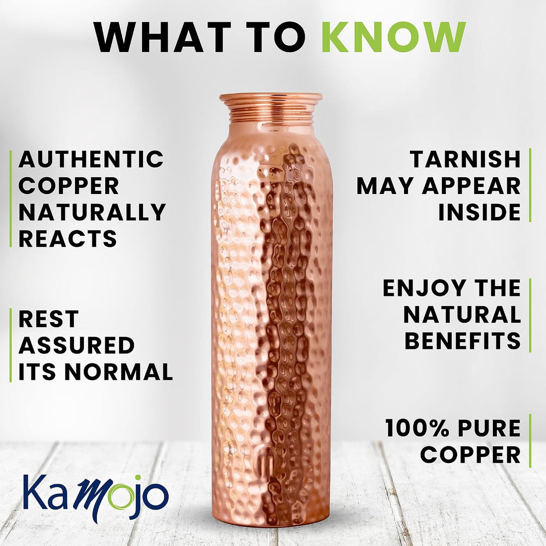 x-Amazon Best Finds - Gifts - Kamojo Copper Water Bottle 32 oz, Push Button Lid, 100% Copper Cup, Straw & Insulating Sleeve for Drinking Water, Handcrafted Ayurvedic Design