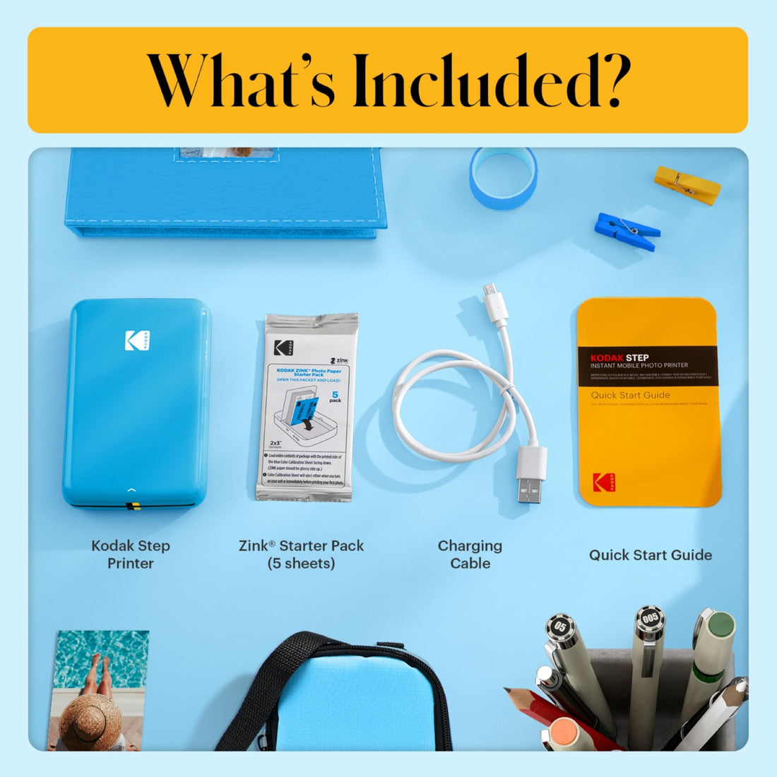 x-Amazon Best Finds - Gifts-electronics -- KODAK Step Instant Photo Printer, Zink 2x3” Color Sticky-Back Photos, Bluetooth Compatible with iOS & Android Devices, Editing App, Blue