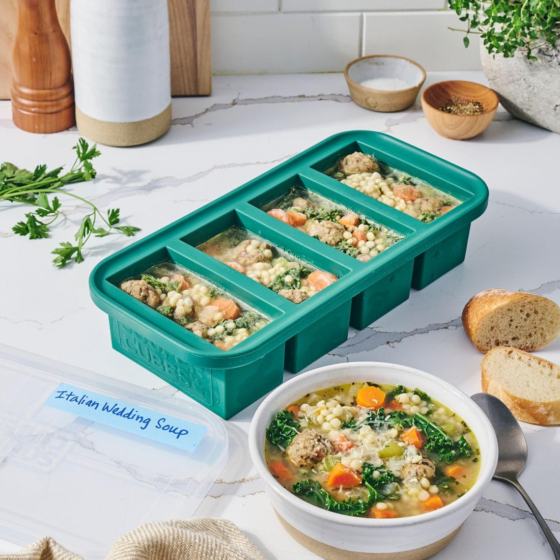x-Amazon Best Finds - Kitchen -- Souper Cubes 1 Cup Silicone Freezer Molds with Lids, Aqua, 2-Pack