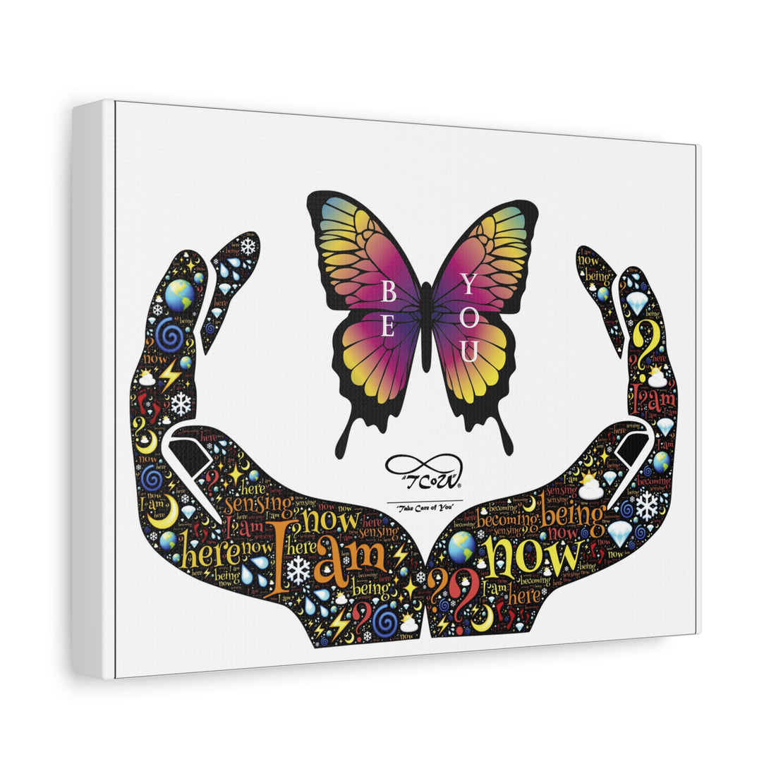 'Be You' -- Butterfly Hands Inspirational Wall Art--Matte Stretched Canvas -- 12" x 9"