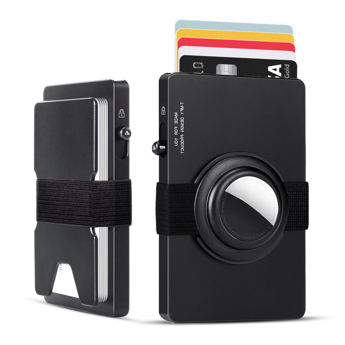 RFID Wallet -- All-Aluminum Pop-Up Slide RFID Slim Card Holder Wallet with Airtag Holder (AirTag Not Included)