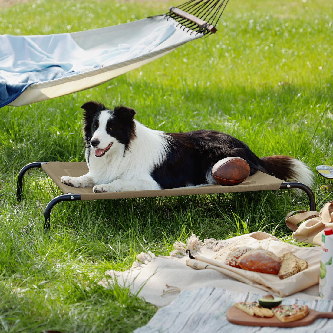 Bedsure Outdoor Elevated Dog Bed Large Sized Dog, Portable Indoor & Outdoor Cooling Raised Cot Pet Hammock Bed with Skid-Resistant Feet, Frame with Breathable Mesh, Grey, 49 inches