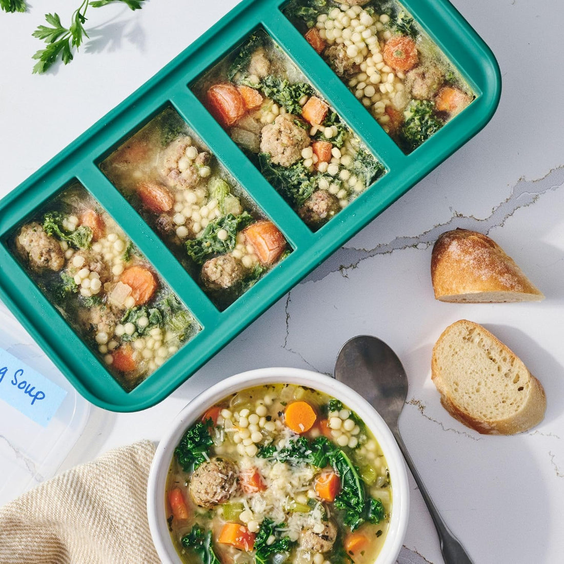 x-Amazon Best Finds - Kitchen -- Souper Cubes 1 Cup Silicone Freezer Molds with Lids, Aqua, 2-Pack