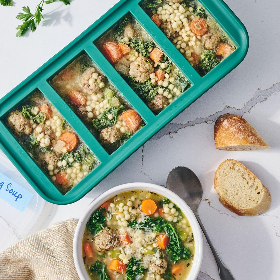 x-Amazon Best Finds - Kitchen -- Souper Cubes 1 Cup Silicone Freezer Molds with Lids, Aqua, 2-Pack
