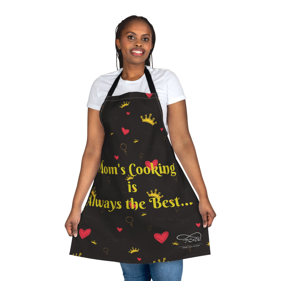 Apron — "Mom's Cooking is Always the Best" Heart & Crown Kitchen Apron--Perfect for Mother's Day, or Mom's Birthday or any Special day.