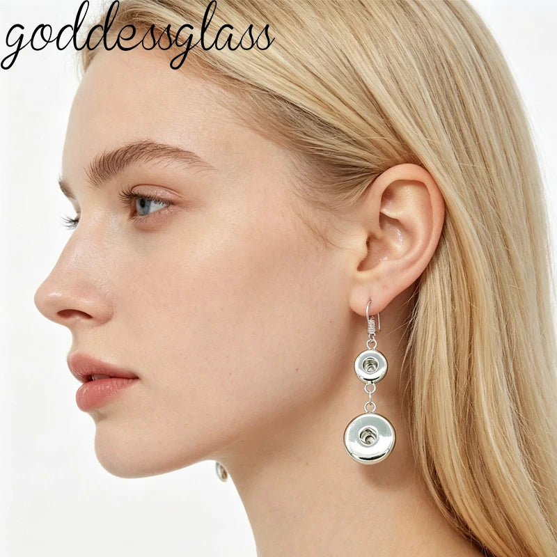 Snap Button Jewelry - Eardrop earrings. Simple style. 12mm/18mm snap earring fit 12mm/18mm snap jewelry-warning-verify snap button sizes.