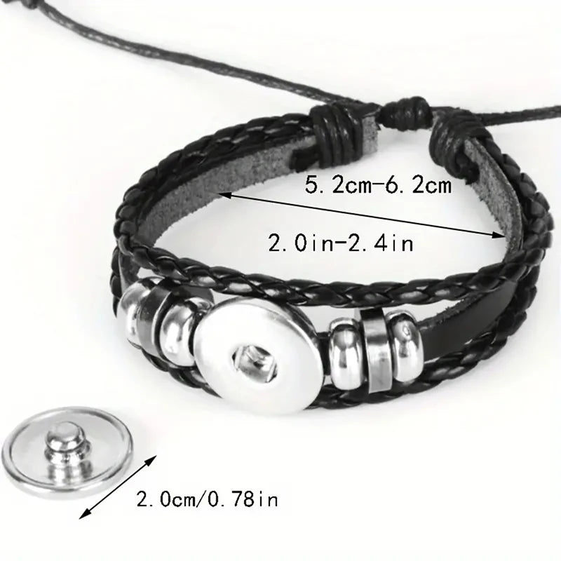 Bracelet - Horoscope - Vintage 12 Zodiac Sign Leather Bracelet - Sporty - Constellation - Glass Snap Button - Unisex Bracelets