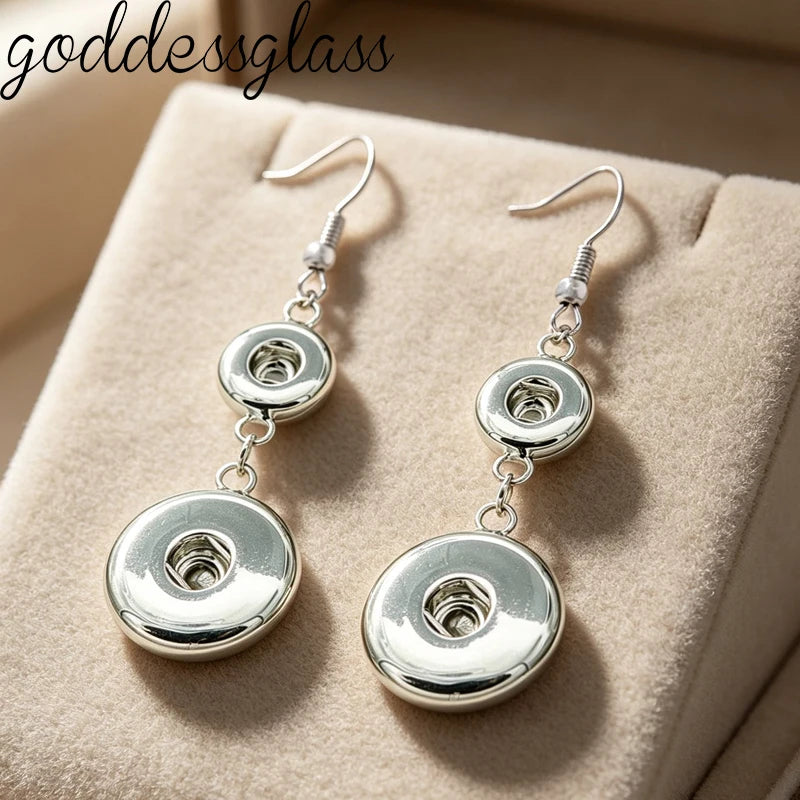 Snap Button Jewelry - Eardrop earrings. Simple style. 12mm/18mm snap earring fit 12mm/18mm snap jewelry-warning-verify snap button sizes.