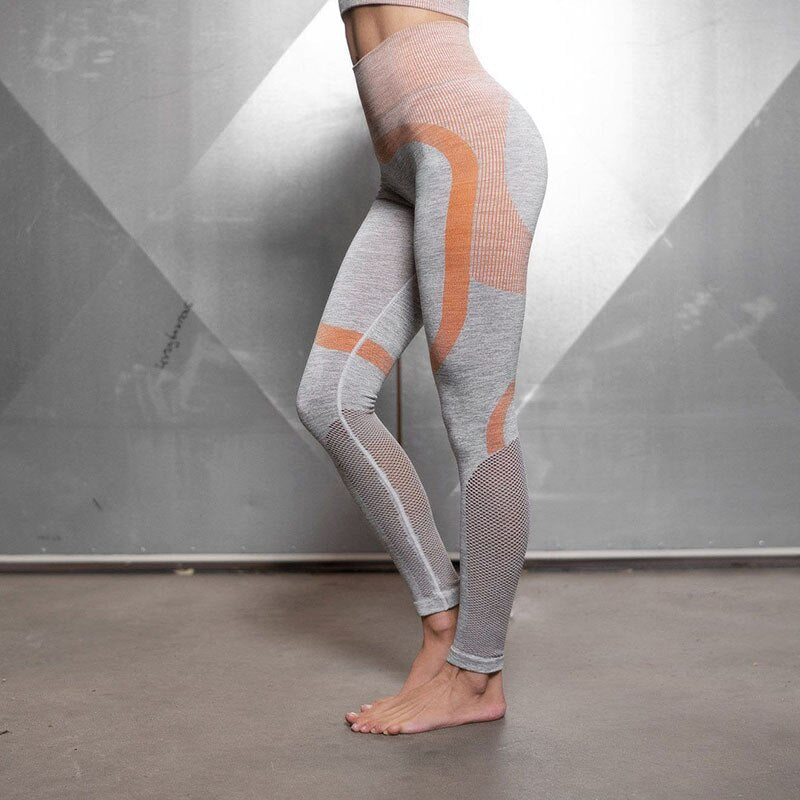 Autumn Patchwork Yoga Leggings High Elastics Pants For Women High Waist Hips Lifting Fitness Trousers Energy Fitness Sportswear