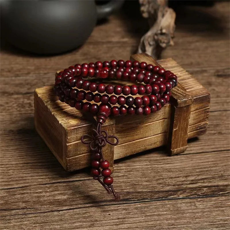 Bracelet - Prayer/Meditation - Natural Sandalwood 108 Prayer Beads, Mala Bracelet Necklace, 6mm Buddhist Buddha Rosary Elastic Wrist Jewelry Luck Amulet