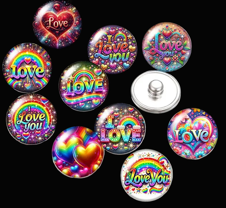 Snap Buttons - Buttons for snap jewelry- sets of 10 pcs each - Motivational Themes. sizes: 12mm/18mm/20mm snap buttons,WARNING: confirm snap jewelry button size, some jewelry may take multiple button sizes. PICK COLOR AND SIZE TO SEE SET CHOSEN.