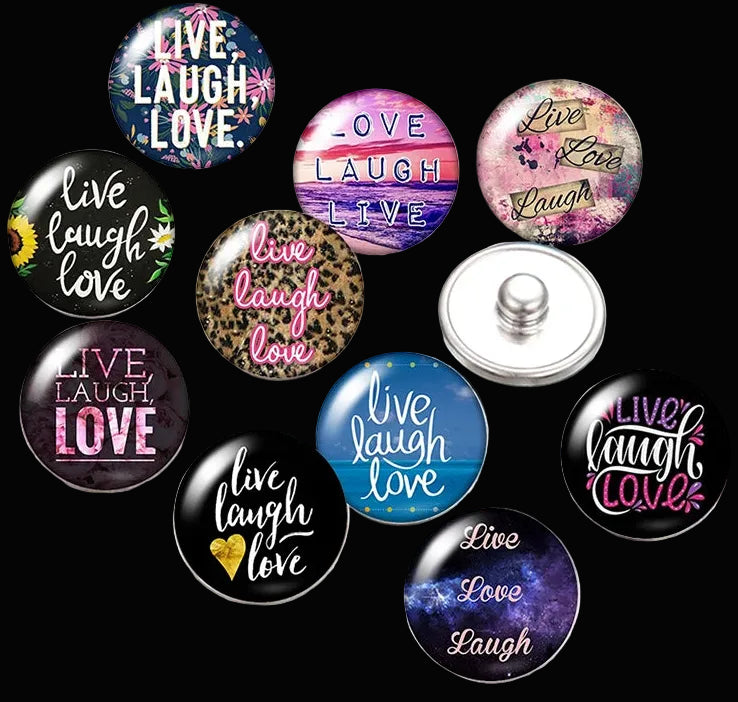 Snap Buttons - Buttons for snap jewelry- sets of 10 pcs each - Motivational Themes. sizes: 12mm/18mm/20mm snap buttons,WARNING: confirm snap jewelry button size, some jewelry may take multiple button sizes. PICK COLOR AND SIZE TO SEE SET CHOSEN.