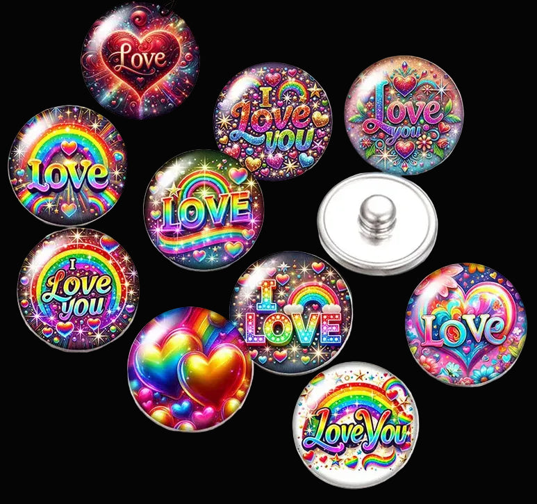 Snap Buttons - Buttons for snap jewelry- sets of 10 pcs each - Motivational Themes. sizes: 12mm/18mm/20mm snap buttons,WARNING: confirm snap jewelry button size, some jewelry may take multiple button sizes. PICK COLOR AND SIZE TO SEE SET CHOSEN.