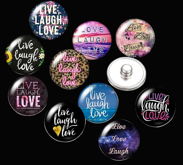 Snap Buttons - Buttons for snap jewelry- sets of 10 pcs each - Motivational Themes. sizes: 12mm/18mm/20mm snap buttons,WARNING: confirm snap jewelry button size, some jewelry may take multiple button sizes. PICK COLOR AND SIZE TO SEE SET CHOSEN.