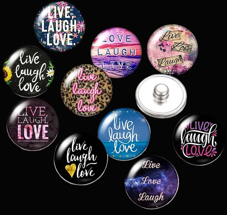 Snap Buttons - Buttons for snap jewelry- sets of 10 pcs each - Motivational Themes. sizes: 12mm/18mm/20mm snap buttons,WARNING: confirm snap jewelry button size, some jewelry may take multiple button sizes. PICK COLOR AND SIZE TO SEE SET CHOSEN.
